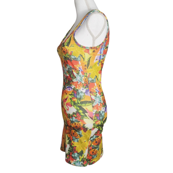 Iron Fist Hellwaiin Holiday Tropical Flamingo Skull Bodycon Dress Sz. Small - Picture 6 of 8